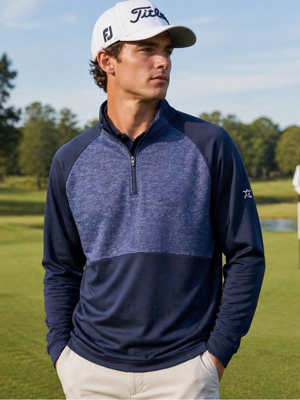 FootJoy FJ Quarter Zip Pullover Medium  Blue Gray Golf Performance Athletic Top